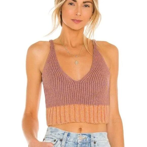 Intimately Free People Medium Here All Day Cotton Sweater Crop Tank Top Orange - Picture 1 of 10